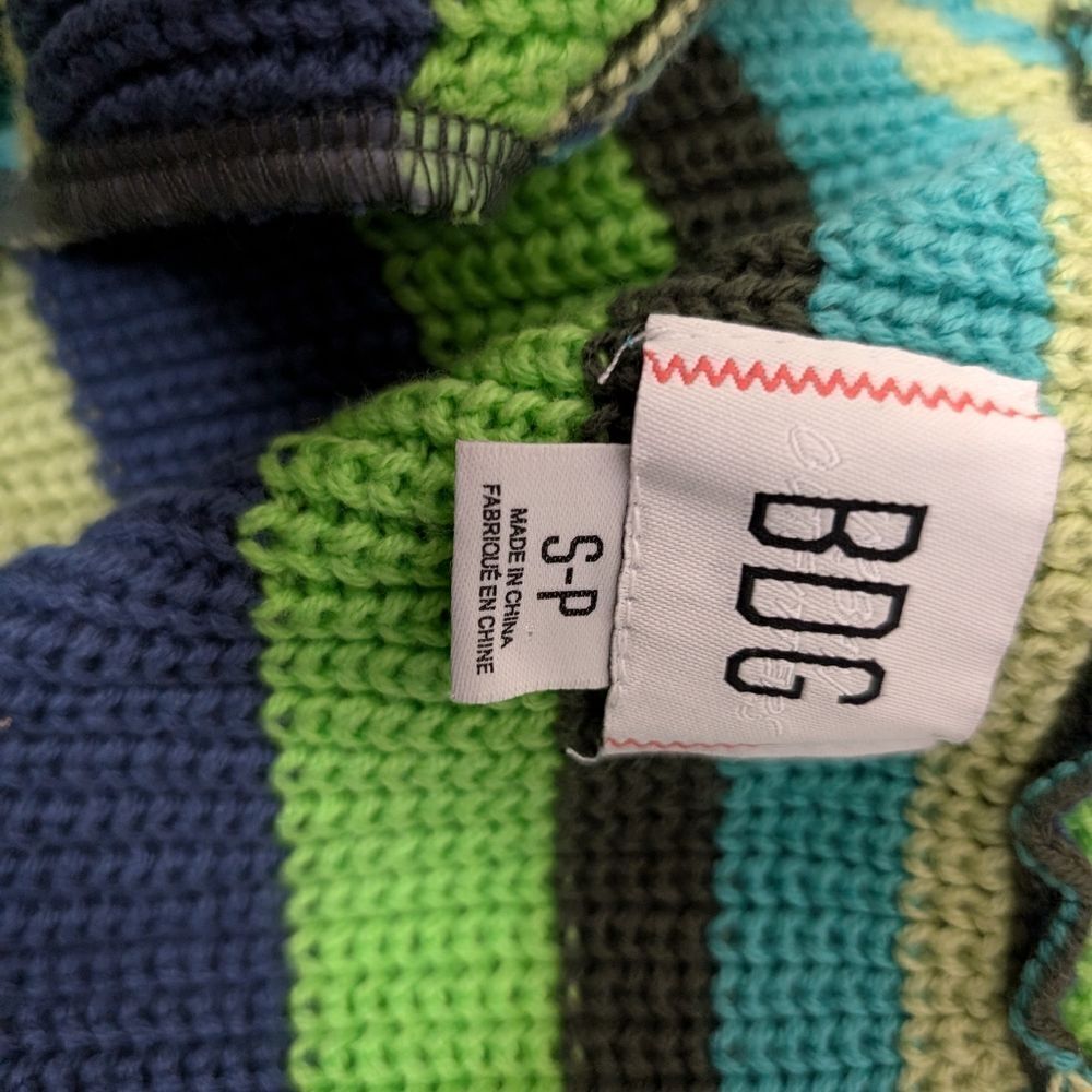 BDG Hooded Sweater Vest Size s Multi Color Stripe Knit - Picture 5 of 12